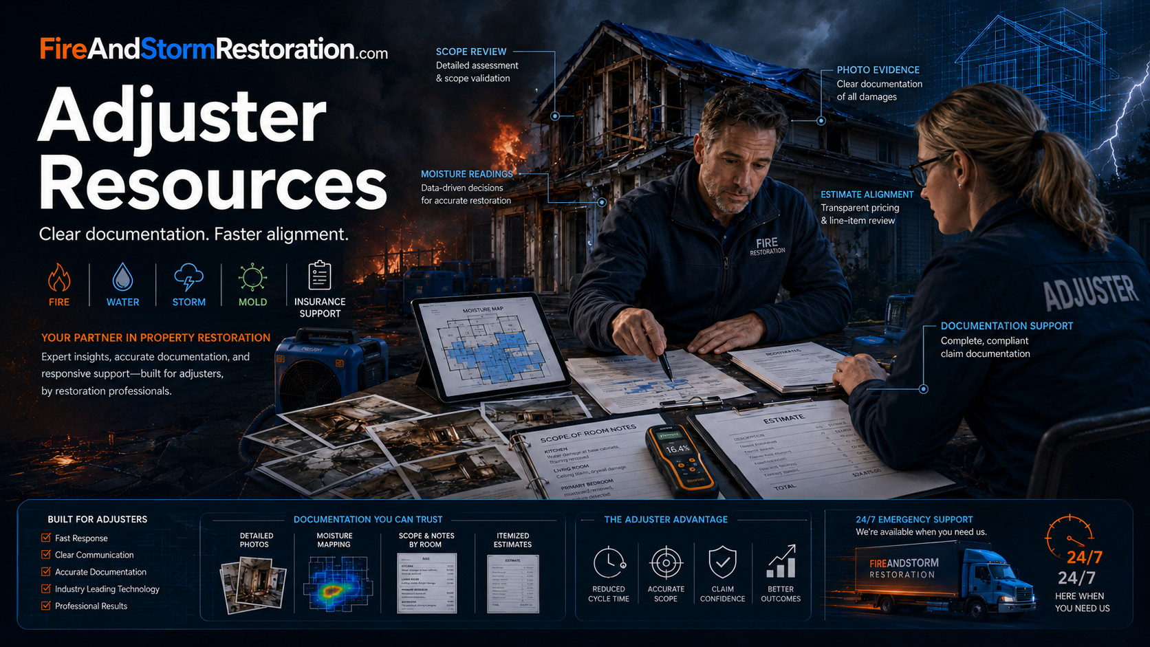 Service areas hero art showing Chicagoland map coverage, local response areas, and restoration support routing.